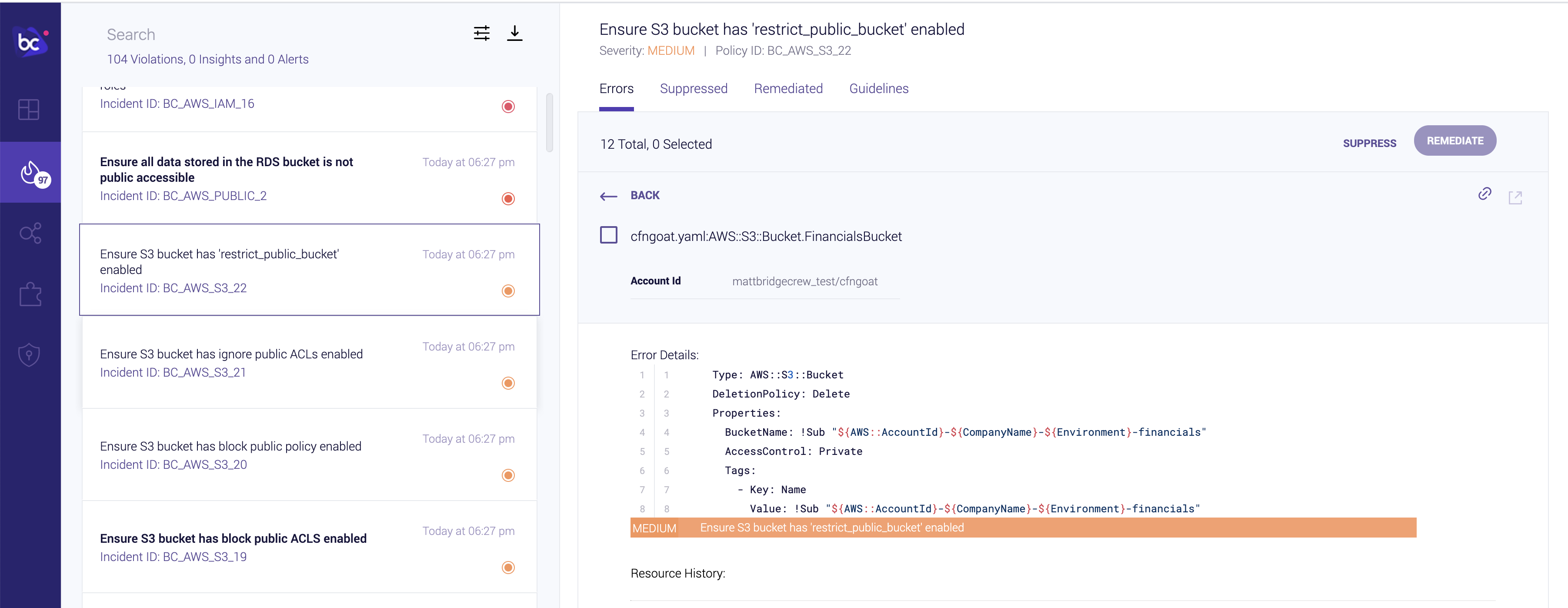 Bridgecrew Dashboard