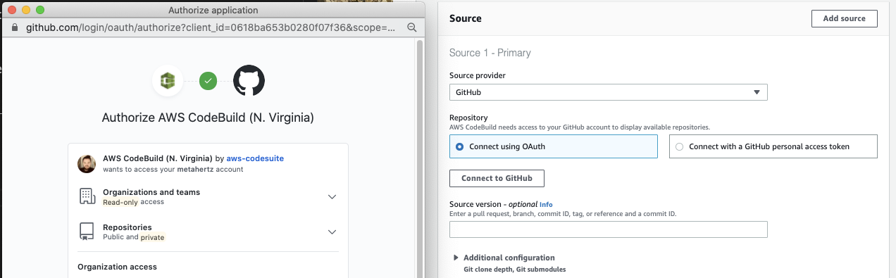 CodeBuild Github Authorization