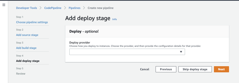 AWS CodePipeline Select Repo