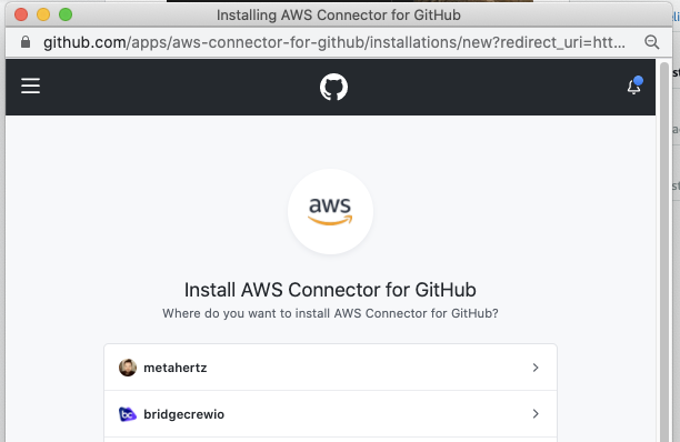 AWS CodePipeline Github Authorize