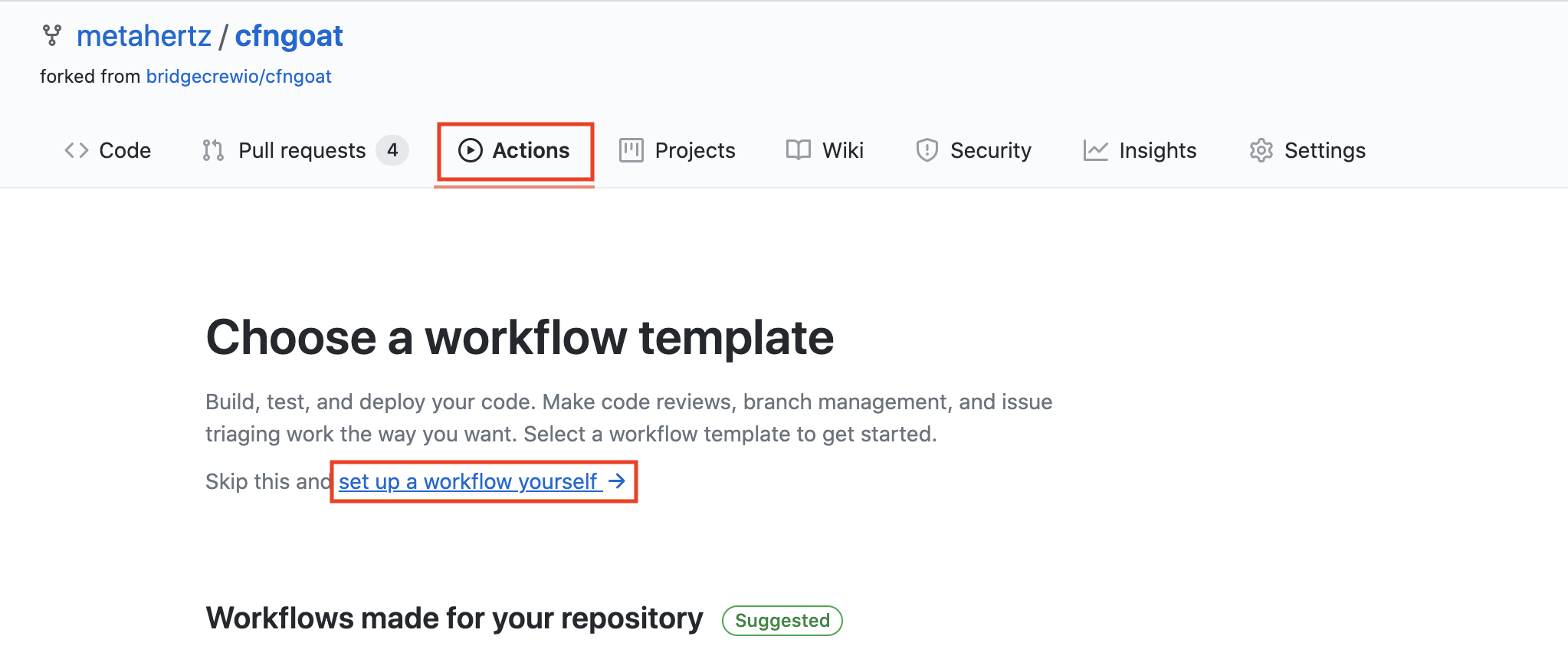 Create new github action workflow