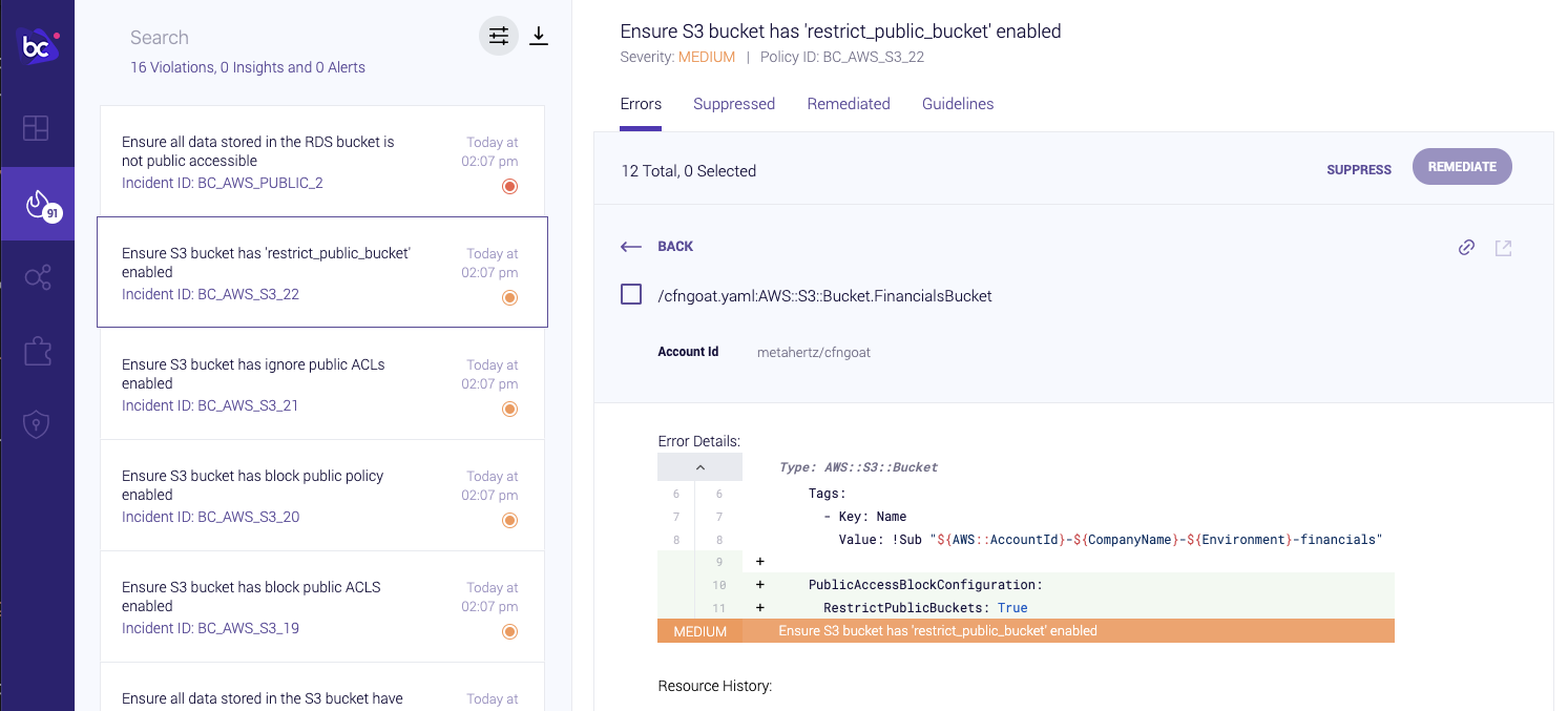 Git remediation workflow