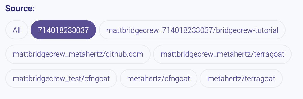 AWS Bridgecrew filter pane