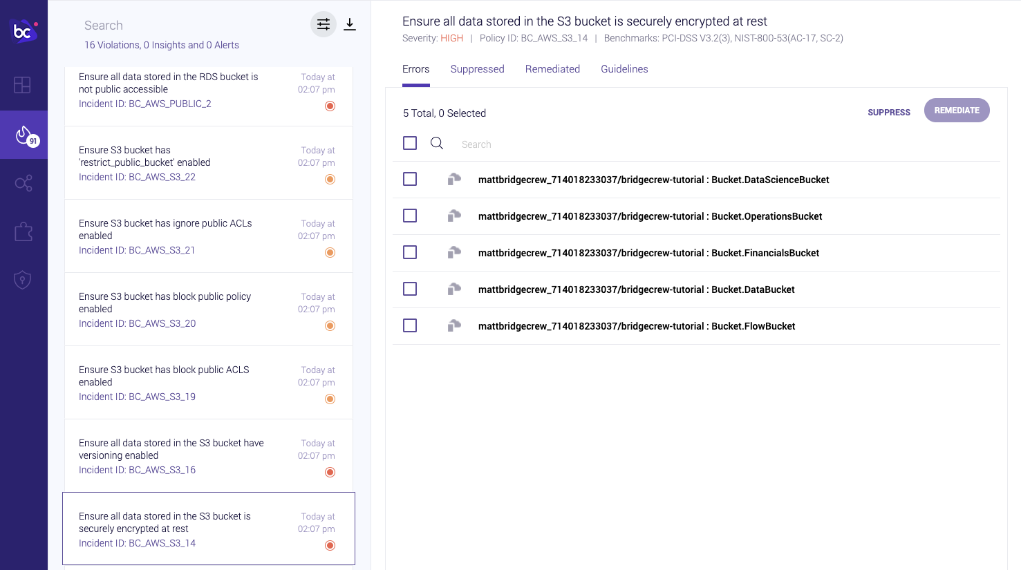 AWS Codebuild errors in Bridgecrew Dashboard