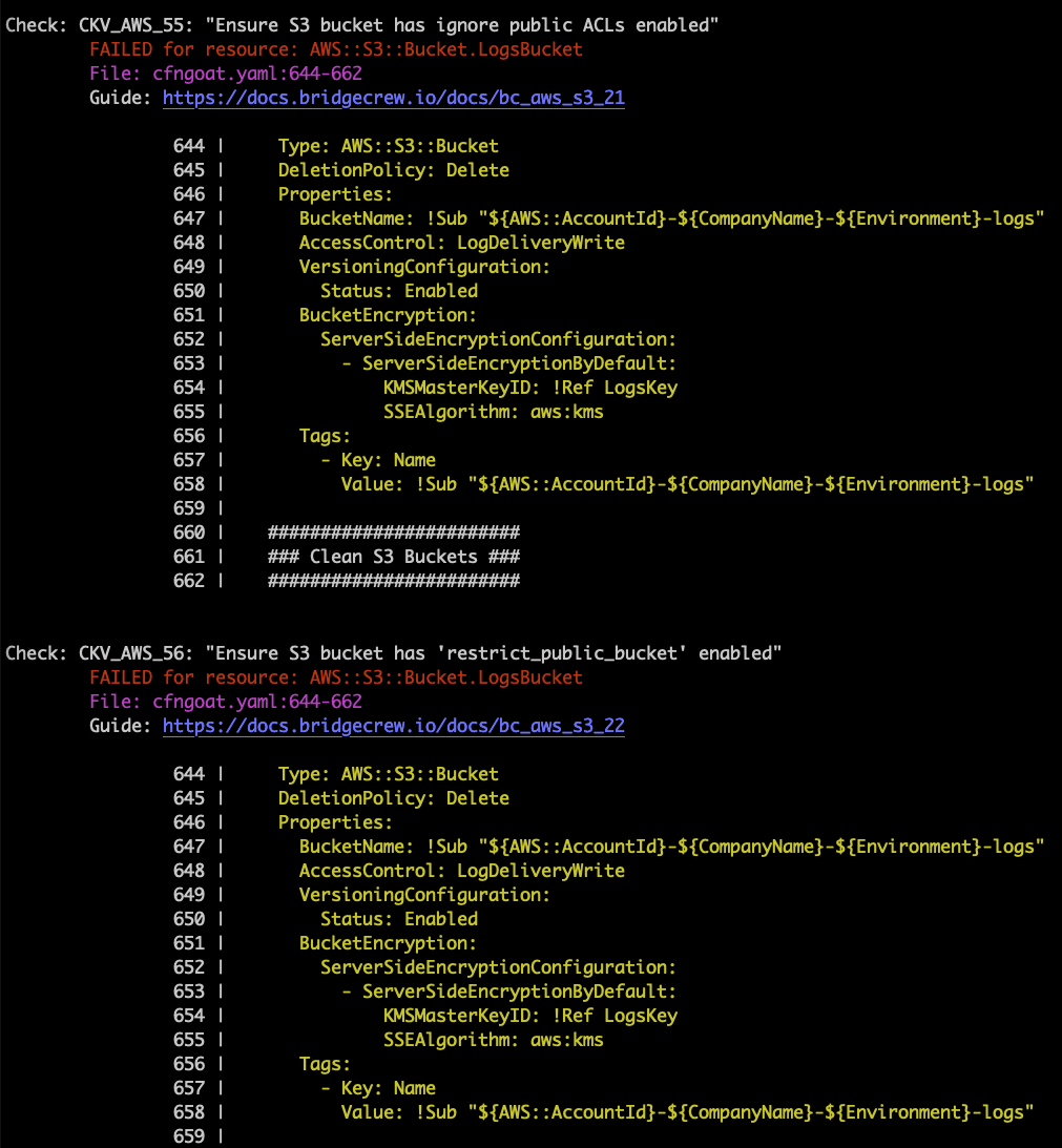 Highligting checkov CLI policies