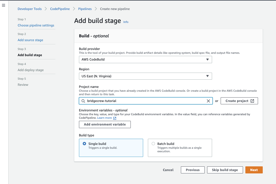 AWS CodePipeline Select Repo