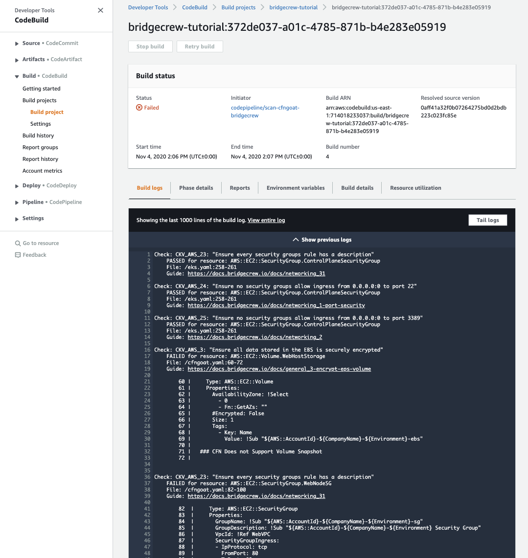 AWS CodeBuild Run Failed